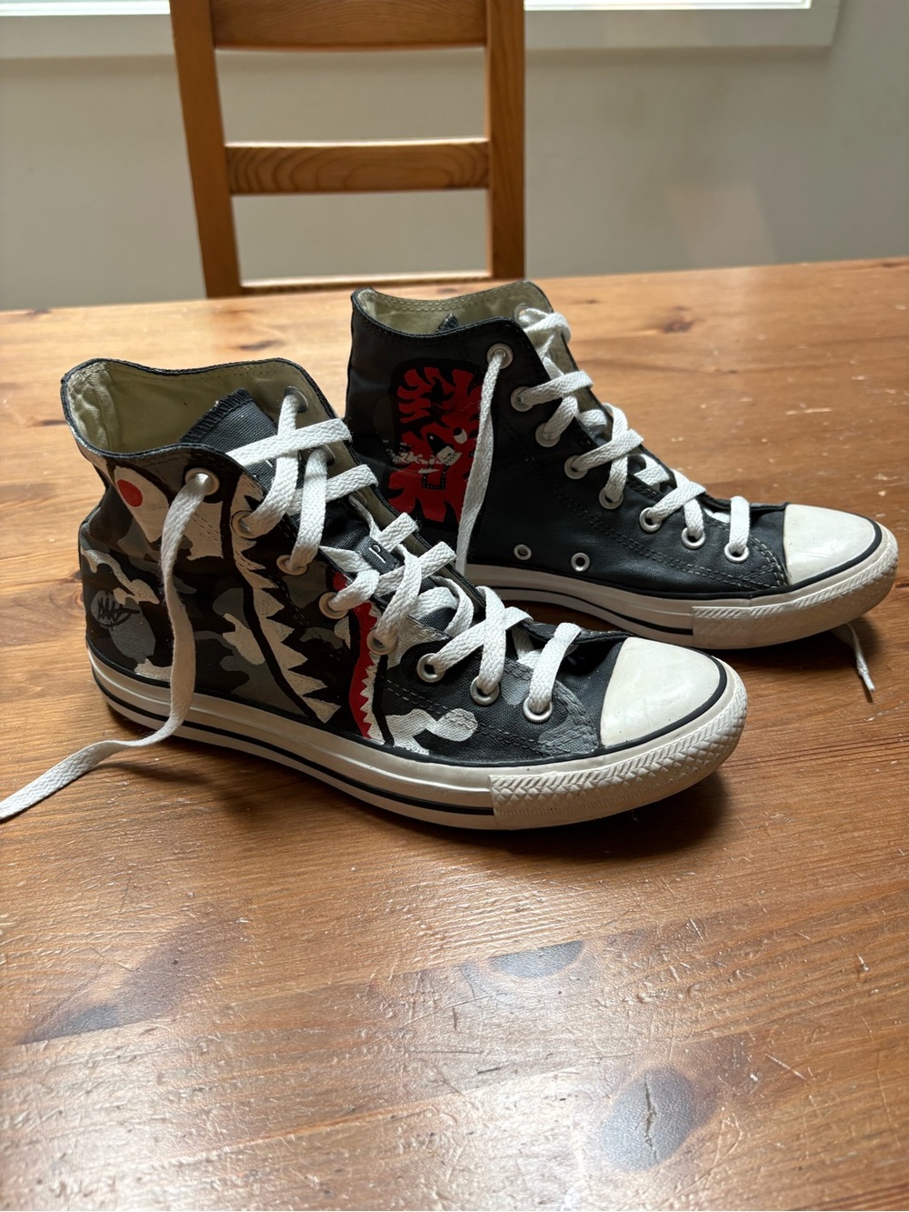 Converse Black High-Top Sneakers with White Soles and Red Accent